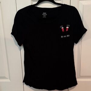 Old Navy Black Tee with Holiday Accent